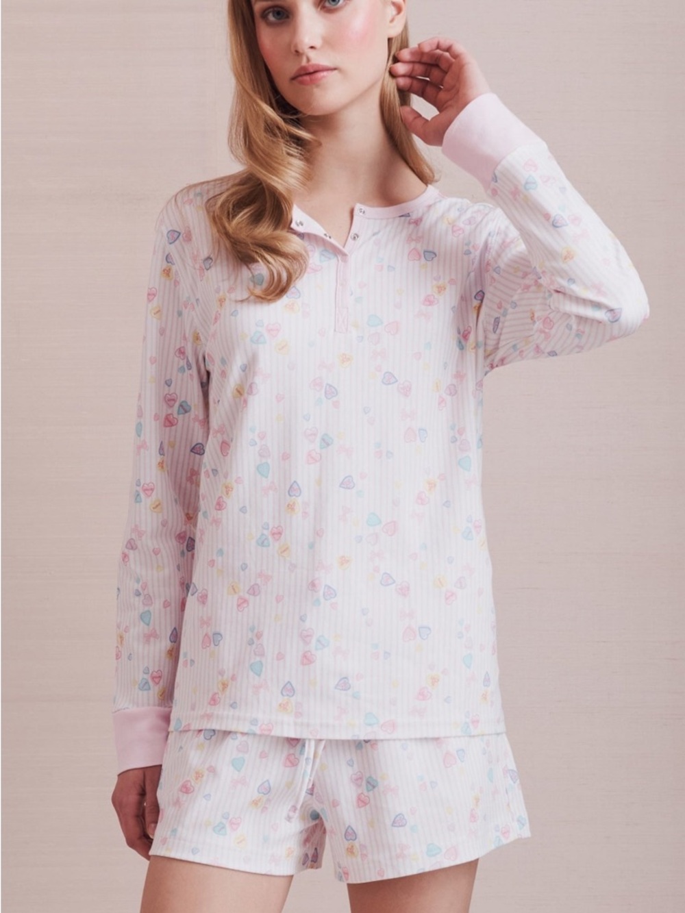 Roller Rabbit x LoveShackFancy Candy Heart Stripe Hunter Pajamas Set